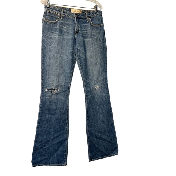 Paper Denim & Cloth Distressed Washed Blue Flare Jeans - Picture 1 of 5